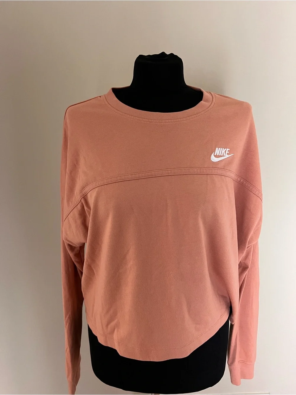 Nike Women's Rose-Tan Crewneck Sweatshirt with White Logo